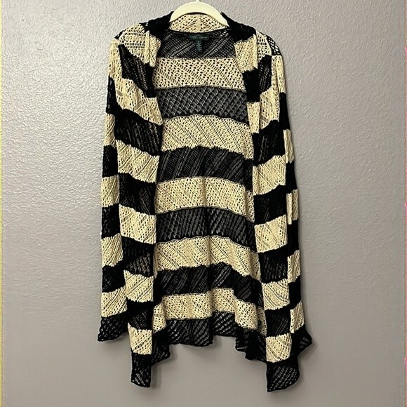 LRL Lauren Jeans Co. Ralph Lauren Loose knit Open Front Cardigan Size Medium - Picture 1 of 8